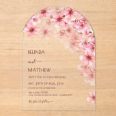 Invitations En Acrylique Mariage décontracté sous les fleurs de cerisier (Recto)