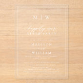 Invitations En Acrylique Mariage d'Elopement Monogramme moderne (Recto)