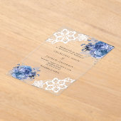 Invitations En Acrylique Mariage dentelle bleu floraux (Poser)