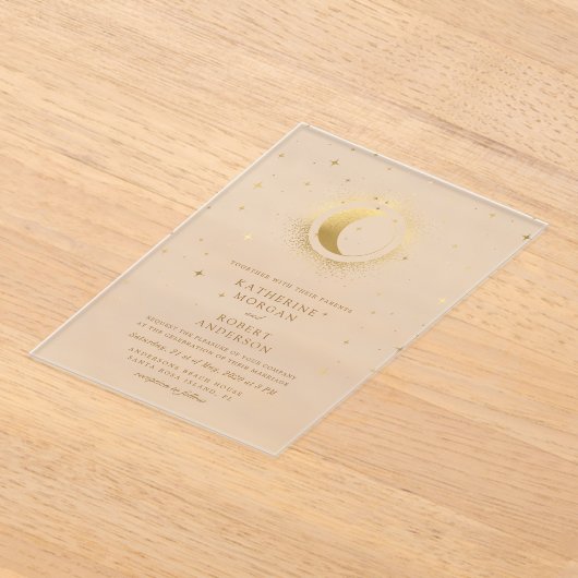 Invitations En Acrylique Mariage des étoiles de minuit céleste (Poser)