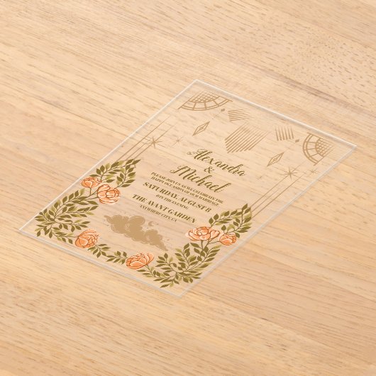 Invitations En Acrylique Mariage des étoiles noires de minuit céleste (Poser)