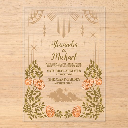 Invitations En Acrylique Mariage des étoiles noires de minuit céleste (Recto)