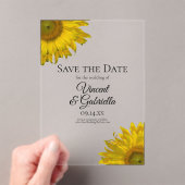 Invitations En Acrylique Mariage des tournesols jaunes Enregistrer la date (In situ (ordinateur de poche))