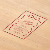 Invitations En Acrylique Mariage d'esquisse de ruban à ruban à main rouge (Poser)