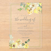 Invitations En Acrylique Mariage d'été Delicic Jaune Floral Sage Vert (Recto)