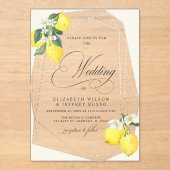 Invitations En Acrylique Mariage d'été Rustique Citrus Boho (Recto)