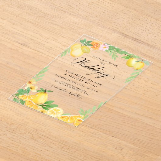 Invitations En Acrylique Mariage d'été Rustique Citrus Boho (Poser)
