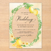 Invitations En Acrylique Mariage d'été Rustique Citrus Boho (Recto)