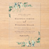Invitations En Acrylique Mariage d'eucalyptus (Recto)