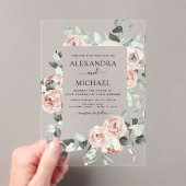 Invitations En Acrylique Mariage d'Eucalyptus rose poussiéreux (In situ (ordinateur de poche))