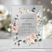 Invitations En Acrylique Mariage d'Eucalyptus rose poussiéreux