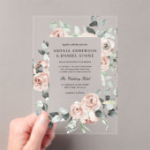 Invitations En Acrylique Mariage d'Eucalyptus rose poussiéreux (In situ (ordinateur de poche))