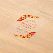 Invitations En Acrylique Mariage d'hibiscus tropicaux d'Orange brulé (Poser)