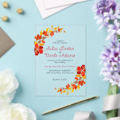 Invitations En Acrylique Mariage d'hibiscus tropicaux d'Orange brulé (Insitu (Mariage))