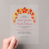Invitations En Acrylique Mariage d'hibiscus tropicaux d'Orange brulé (In situ (ordinateur de poche))