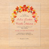 Invitations En Acrylique Mariage d'hibiscus tropicaux d'Orange brulé (Recto)