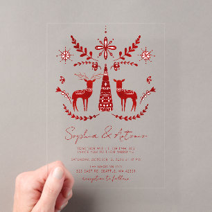 Invitations En Acrylique Mariage d'hiver en bois nordique Buck and Doe