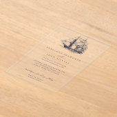 Invitations En Acrylique Mariage d'illustration de navire nautique minimal  (Poser)