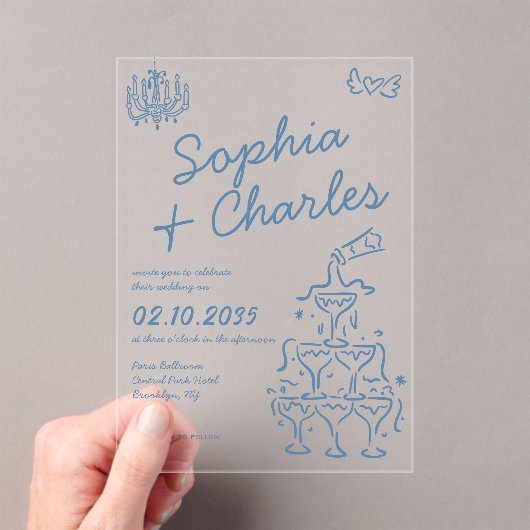 Invitations En Acrylique Mariage d'illustrations Jouer Whimsical Main tiré (In situ (ordinateur de poche))
