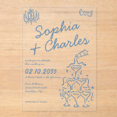 Invitations En Acrylique Mariage d'illustrations Jouer Whimsical Main tiré (Recto)