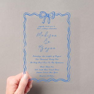 Invitations En Acrylique Mariage Doodles Dessinés à la Main Fantaisistes