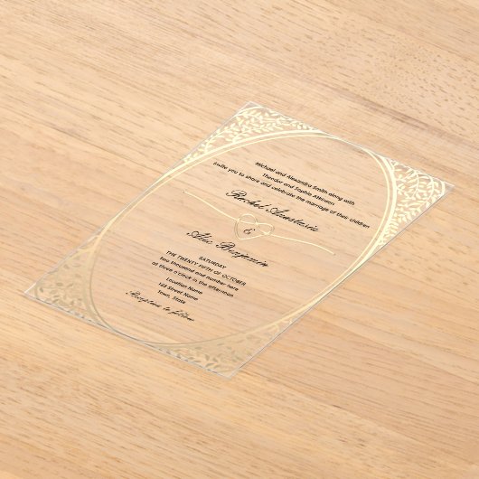 Invitations En Acrylique Mariage d'or classique (Poser)