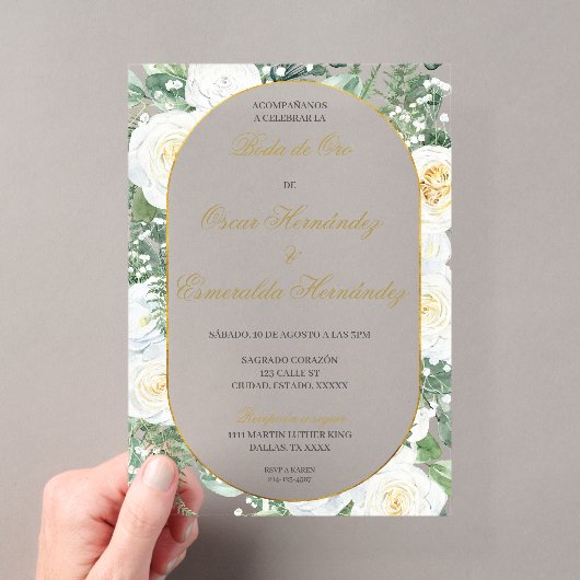Invitations En Acrylique Mariage d'or élégant modifiable (In situ (ordinateur de poche))