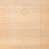 Invitations En Acrylique Mariage d'or fin Filigree ID871 transparent (Recto)