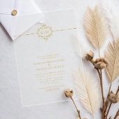 Invitations En Acrylique Mariage d'or fin Filigree ID871 transparent