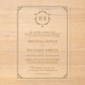 Invitations En Acrylique Mariage d'or monogramme minimum (Recto)
