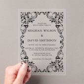 Invitations En Acrylique Mariage d'or noir rustique élégant (In situ (ordinateur de poche))