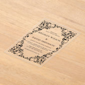 Invitations En Acrylique Mariage d'or noir rustique élégant (Poser)
