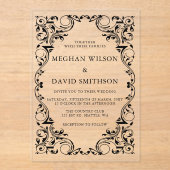 Invitations En Acrylique Mariage d'or noir rustique élégant (Recto)
