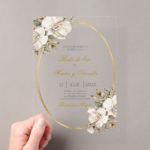 Invitations En Acrylique mariage d'or rustique en acrylique