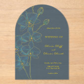 Invitations En Acrylique Mariage d'orchidée bleu doux (Recto)