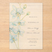 Invitations En Acrylique Mariage d'orchidée bleu doux (Recto)