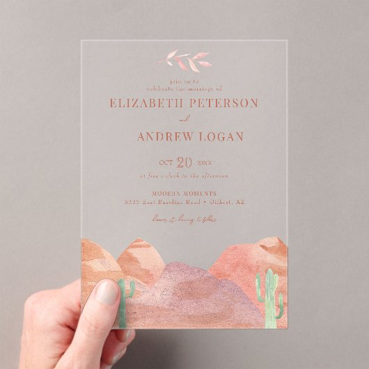 Invitations En Acrylique Mariage du désert de Boho (In situ (ordinateur de poche))