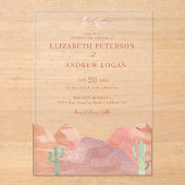 Invitations En Acrylique Mariage du désert de Boho (Recto)