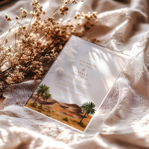 Invitations En Acrylique Mariage du désert peint