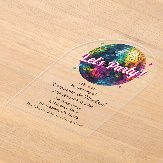 Invitations En Acrylique Mariage du Party Disco Ball Sparkle Glam des année (Poser)