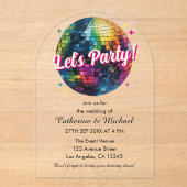Invitations En Acrylique Mariage du Party Disco Ball Sparkle Glam des année (Recto)