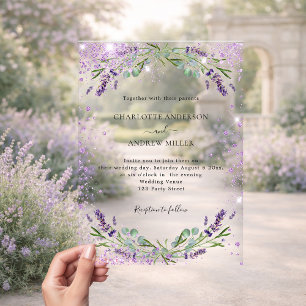 Invitations En Acrylique Mariage du soir au lavande eucalyptus verdure