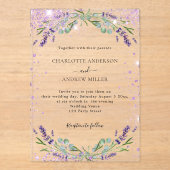 Invitations En Acrylique Mariage du soir de la Lavande eucalyptus (Recto)