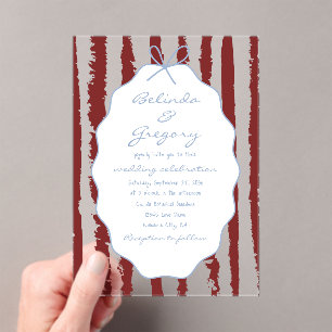 Invitations En Acrylique Mariage écriture manuscrite rayures fantaisistes
