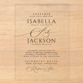 Invitations En Acrylique Mariage écriture moderne chic noir clair (Recto)