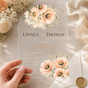 Invitations En Acrylique Mariage éditorial élégant Poppy Blush doux