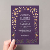 Invitations En Acrylique Mariage élégant à code QR Lanternes emmêlées à pet (In situ (ordinateur de poche))