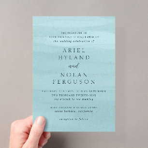 Invitations En Acrylique Mariage Élégant Aquarelle Bleue Moderne