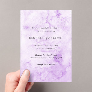 Invitations En Acrylique Mariage Élégant Aquarelle Violette Moderne