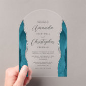 Invitations En Acrylique Mariage Élégant Arc de Style Script Agate Sarcelle (In situ (ordinateur de poche))